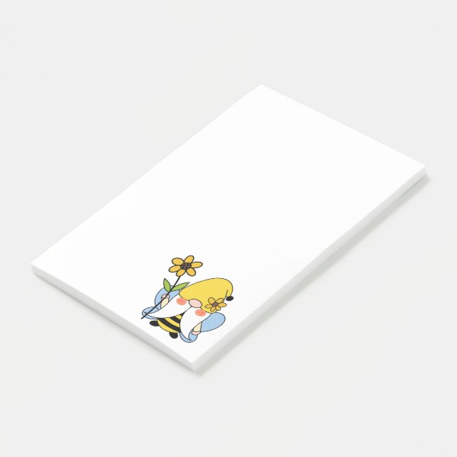 Bloco De Notas Notas do Sunflower Bumblebee Gnomo (Inclinado)
