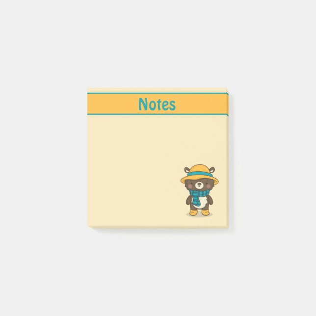 Bloco De Notas Notas do Urso Bonito de Chapéu (Frente)