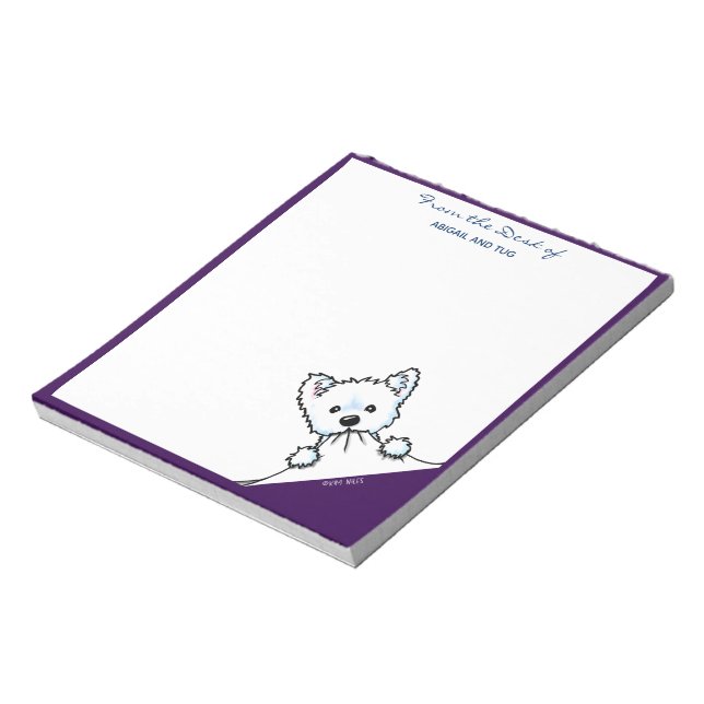 Bloco De Notas Notas do Westie Terrier KiniArt (Invertido)