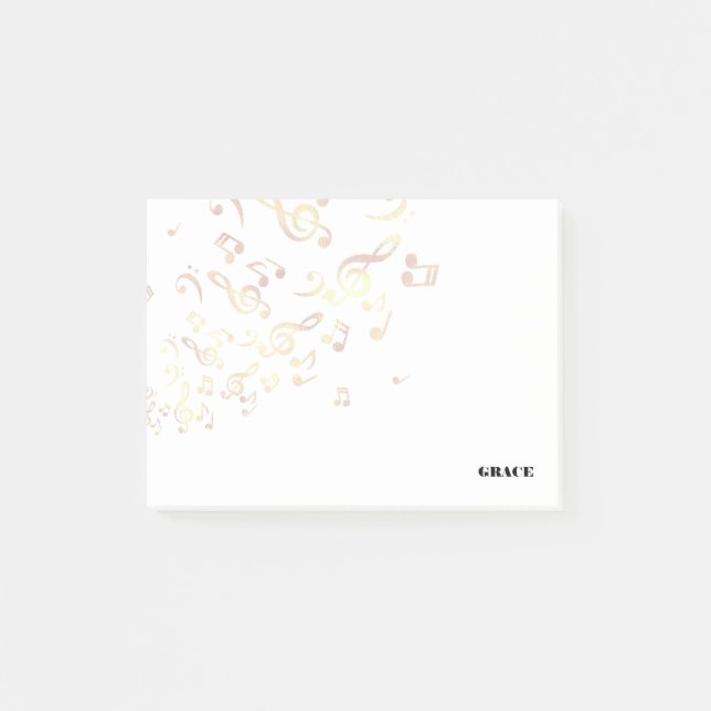 Bloco De Notas Notas douradas da música (Frente)