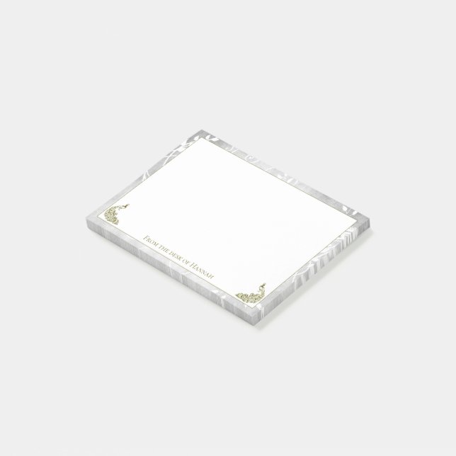 Bloco De Notas Notas Douradas de Peacocks (Inclinado)