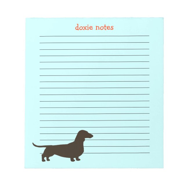 Bloco De Notas Notas Doxie Silhueta de Dachshund (Frente)