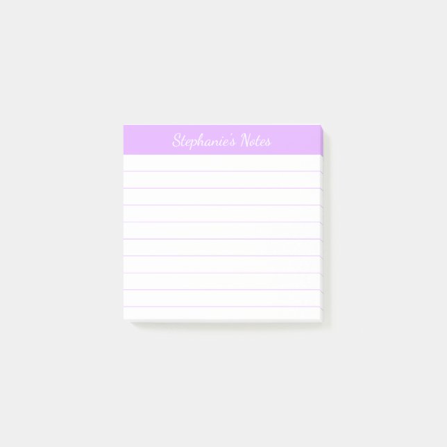 Bloco De Notas Notas Elegantes em Script Luz Lavanda Lenhada (Frente)