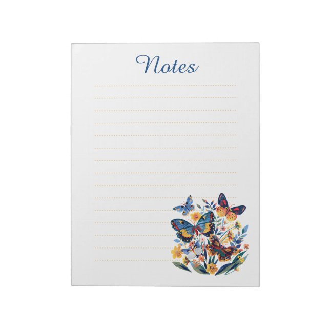Bloco De Notas Notas Estéticas Florais e Borboletas (Invertido)