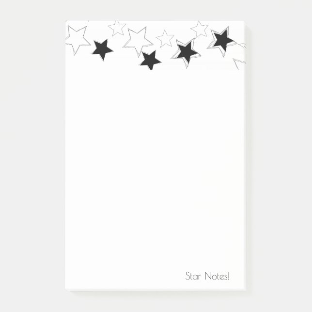 Bloco De Notas Notas Estrelas Preto & Branco (Frente)