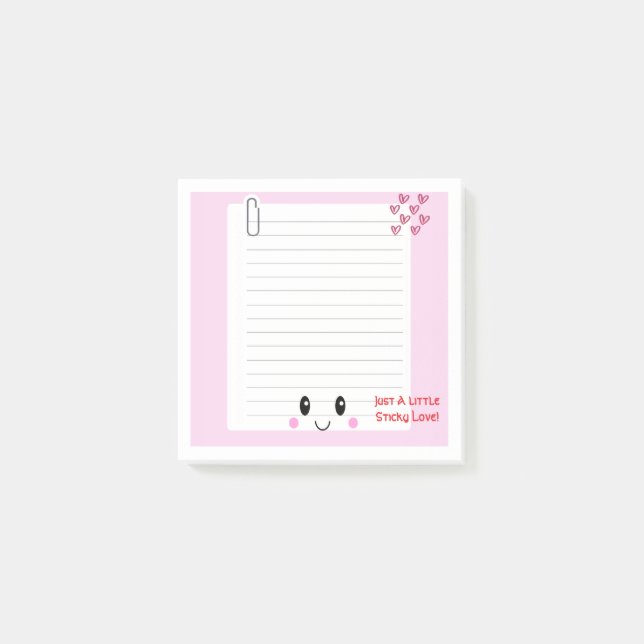 Bloco De Notas Notas Felizes Rosa: Notas de Kawaii (Frente)