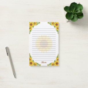 Bloco De Notas Notas Florais Personalizadas com Girassóis