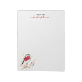 Bloco De Notas Notas Hearthlight Inverno Robin Pássaro Personaliz
