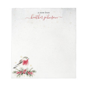 Bloco De Notas Notas Hearthlight Inverno Robin Pássaro Personaliz