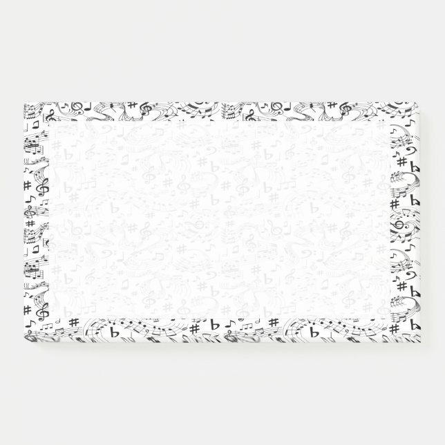 Bloco De Notas Notas Musicais em Preto e Branco (Frente)