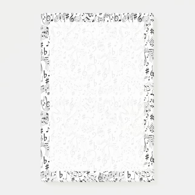 Bloco De Notas Notas Musicais em Preto e Branco (Frente)