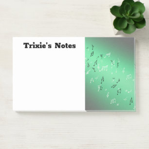 Bloco De Notas Notas Musicais em Verde Luar