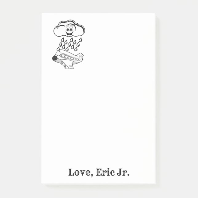 Bloco De Notas Notas Nuvens Avião Colorir Post it (Frente)