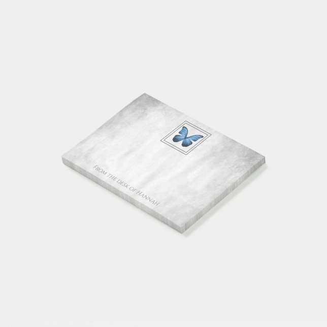 Bloco De Notas Notas Personalizadas da Borboleta Azul (Inclinado)