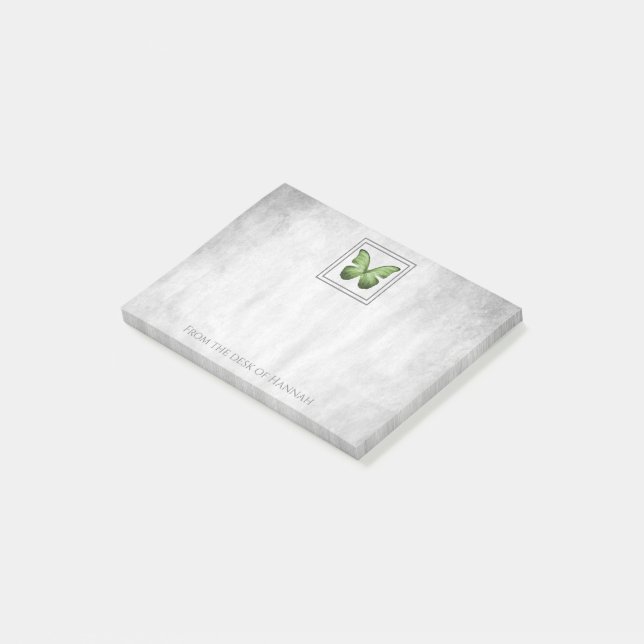 Bloco De Notas Notas personalizadas da borboleta verde (Inclinado)