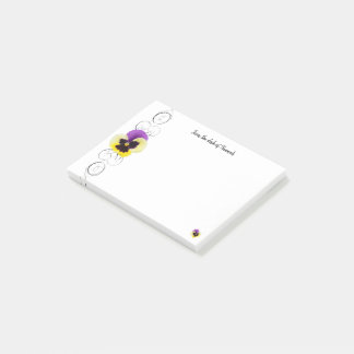 Bloco De Notas Notas personalizadas da Pansy Amarela e Roxa