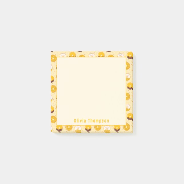 Bloco De Notas Notas personalizadas da Rosquinha do Urso Kawaii (Frente)