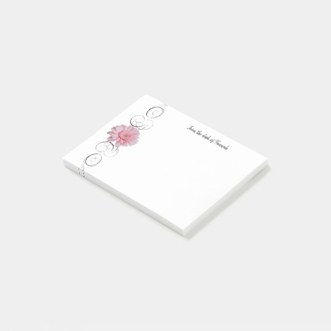 Bloco De Notas Notas personalizadas de Gerber Daisy rosa (Inclinado)