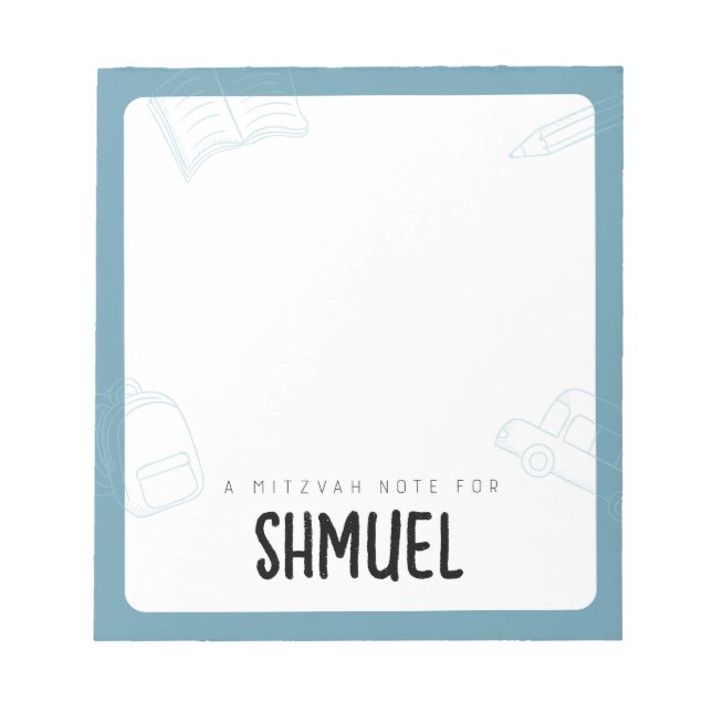Bloco De Notas Notas Personalizadas de Mitzvah (Frente)