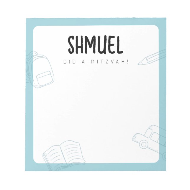 Bloco De Notas Notas Personalizadas de Mitzvah (Frente)