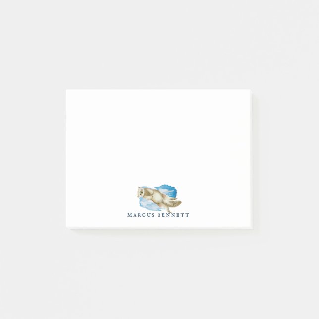 Bloco De Notas Notas Personalizadas de Post It | Lontra Marinha (Frente)