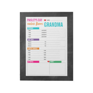 Bloco De Notas Notas Personalizadas do Cuidador do Bebê