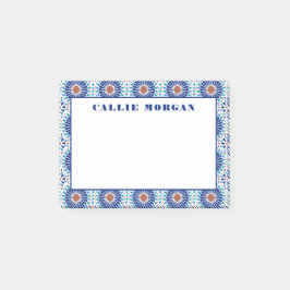 Bloco De Notas Notas personalizadas do padrão geométrico azul