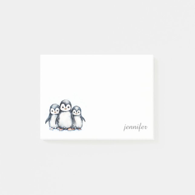 Bloco De Notas Notas Personalizadas do Pinguim Cute Pós-it® (Frente)