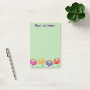 Bloco De Notas Notas personalizadas do Post-it® com flores colori