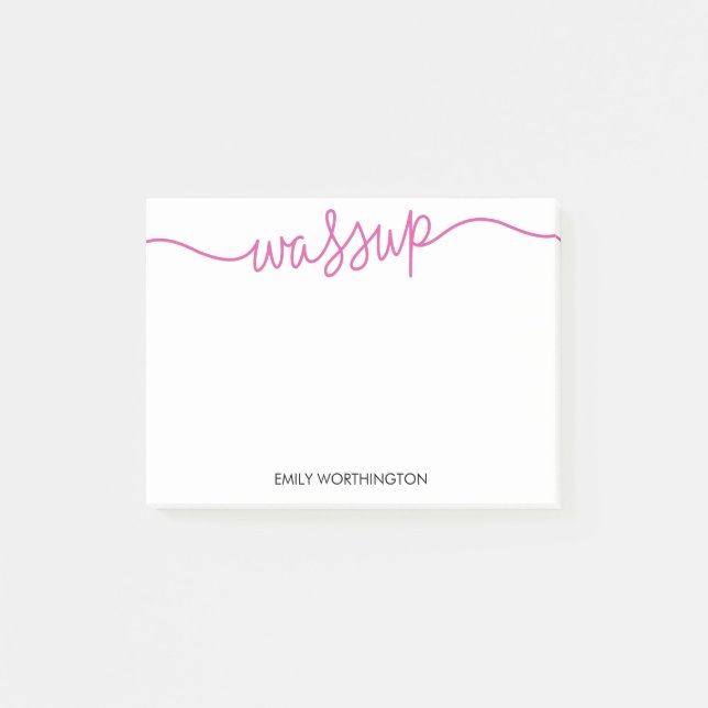 Bloco De Notas Notas Personalizadas Do Wassup (Fuchsia) (Frente)