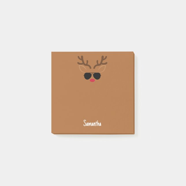 Bloco De Notas Notas personalizadas engraçadas da Reindeer Sticky (Frente)