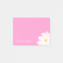 Bloco De Notas Notas personalizadas Pós-it® rosa com flor margari