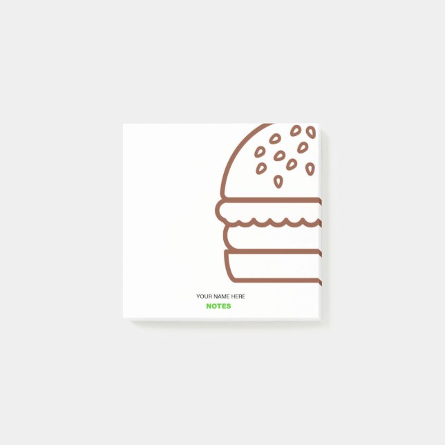 Bloco De Notas Notas personalizáveis do Burger Post-it® (Frente)