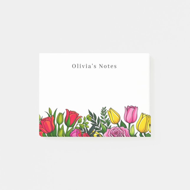 Bloco De Notas Notas Pessoais Florais (Frente)