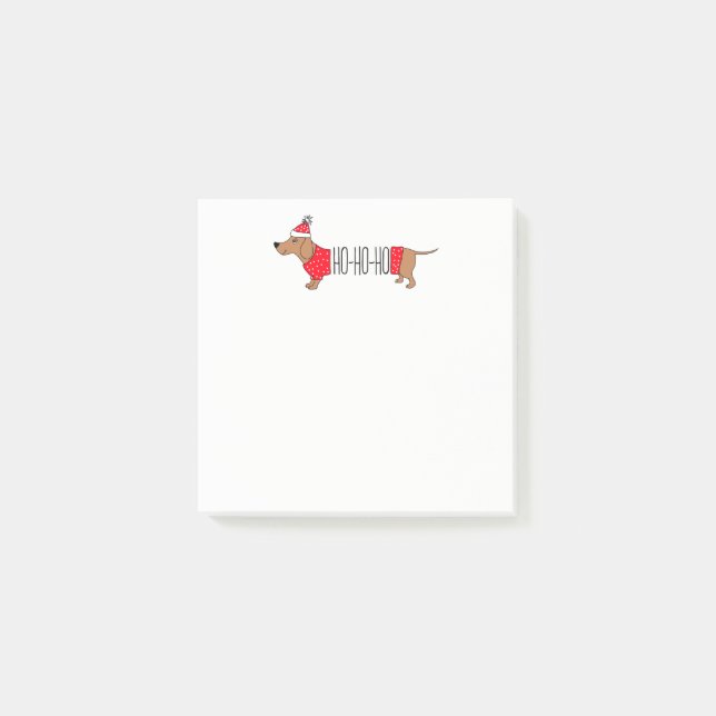 Bloco De Notas Notas Post-it® 3" x 3" de Dachshund Natal (Frente)