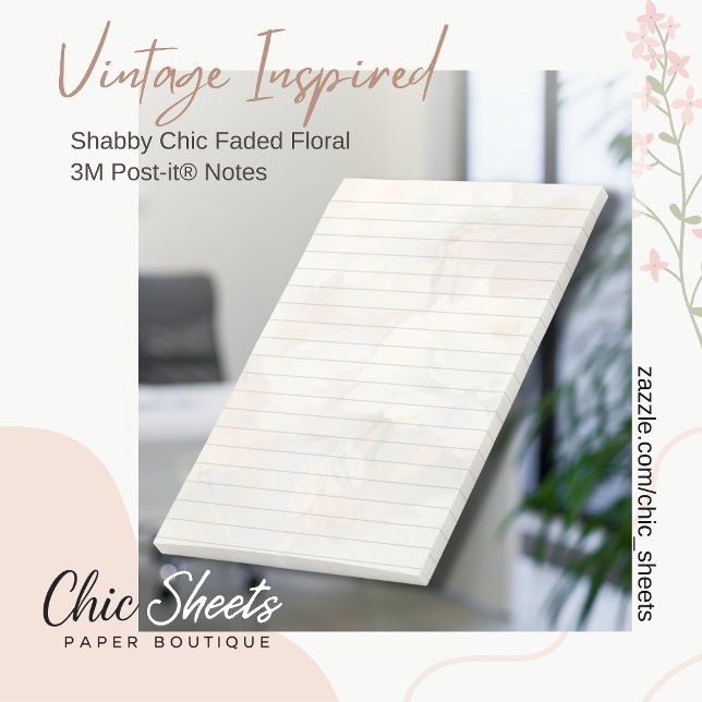 Bloco De Notas Notas Post-it® 3M Floral Desbotado Shabby Chic (Criador carregado)
