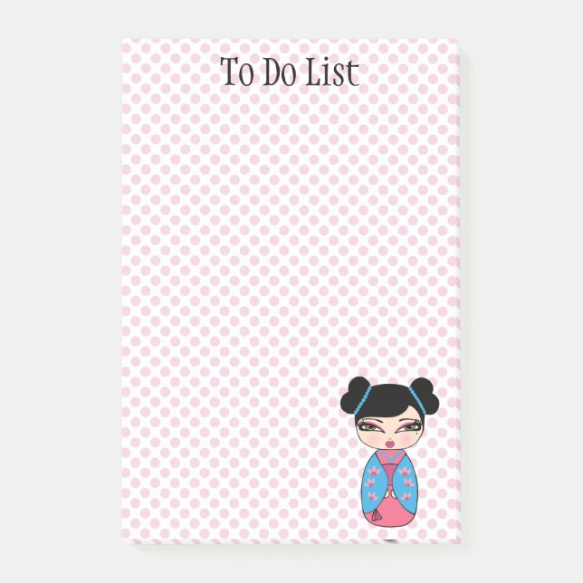 Bloco De Notas Notas Post-it® Boneca Kokeshi Rosa 4 x 6 (Frente)