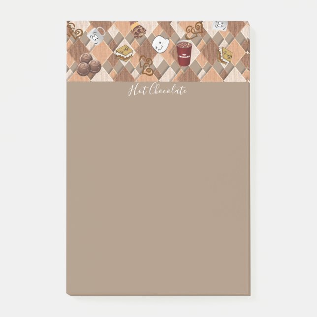 Bloco De Notas Notas Post-it Chocolate Quente Marshmallow (Frente)