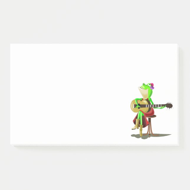 Bloco De Notas Notas Post-it® Divertidas com Sapo Tocando Guitarr (Frente)