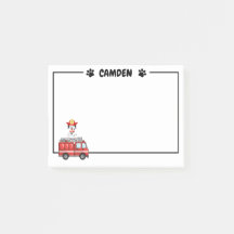 Notas Post-It® do Cachorro Bombeiro e seu Caminhão