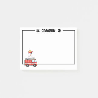 Bloco De Notas Notas Post-It® do Cachorro Bombeiro e seu Caminhão