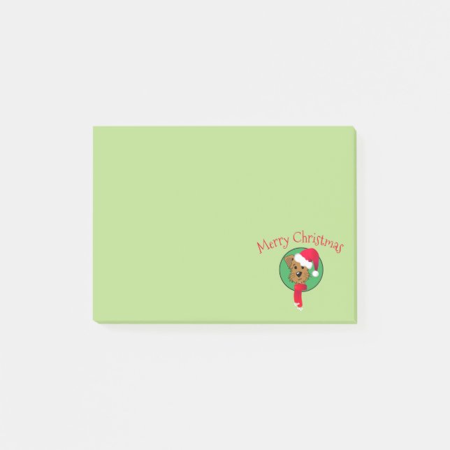 Bloco De Notas Notas Post-it® do Cão de Natal 4 x 3 (Frente)