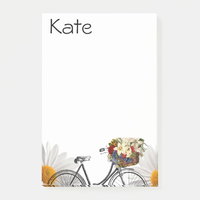 Bloco De Notas Notas Post-it Floral Bike (Frente)