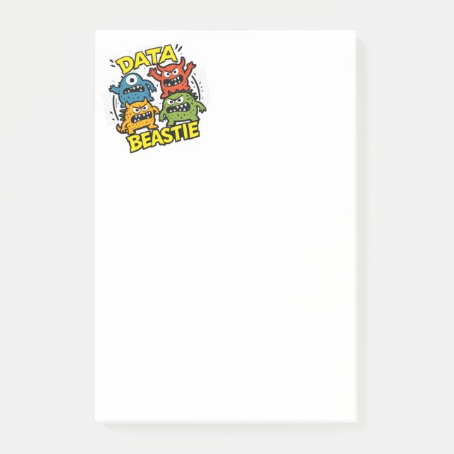 Bloco De Notas Notas Post-it® Growly Data Beastie (Frente)
