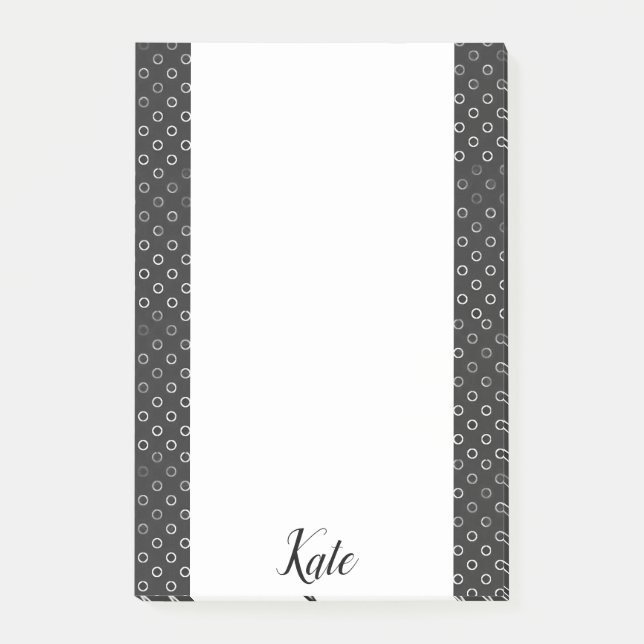 Bloco De Notas Notas Post-it Pretas e Brancas com Círculos (Frente)