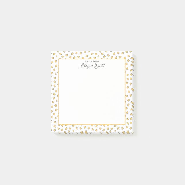 Bloco De Notas Notas Postadas de Padrão de Estrelas Amarelas Cuta (Frente)