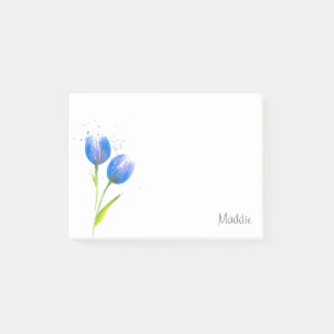 Bloco De Notas Notas Postadas de Tulipas Violetas Azuis