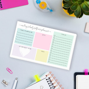 Bloco De Notas Notas Postadas do Pastel Daily Selfcare Planner