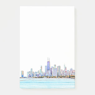 Bloco De Notas Notas Postadas do Skyline de Chicago