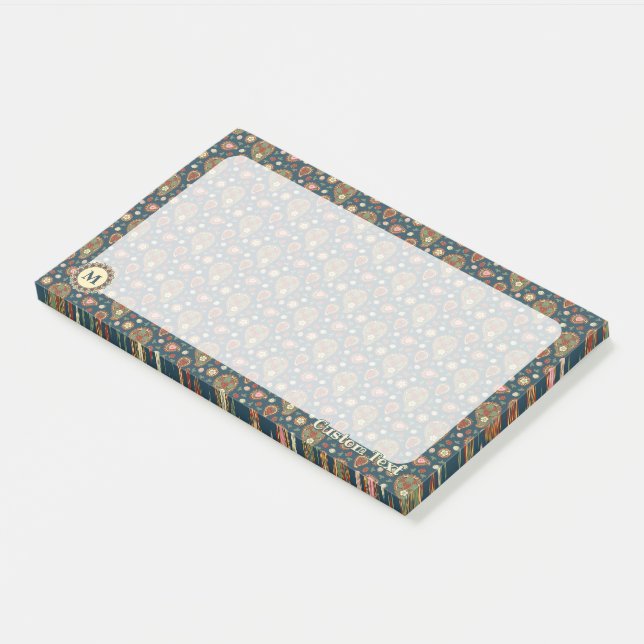 Bloco De Notas Notas Postadas do Strawberry Paisley Pattern (Inclinado)